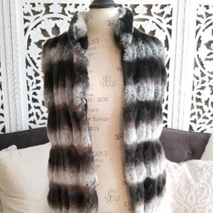 Faux Fur Vest, Black White, Jennifer Lopez, Medium